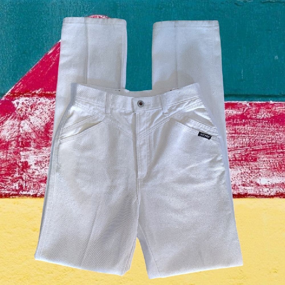 VTG 90s Rockies Bright White Denim 27" Western Bareback Jeans 9/ 10 LONG